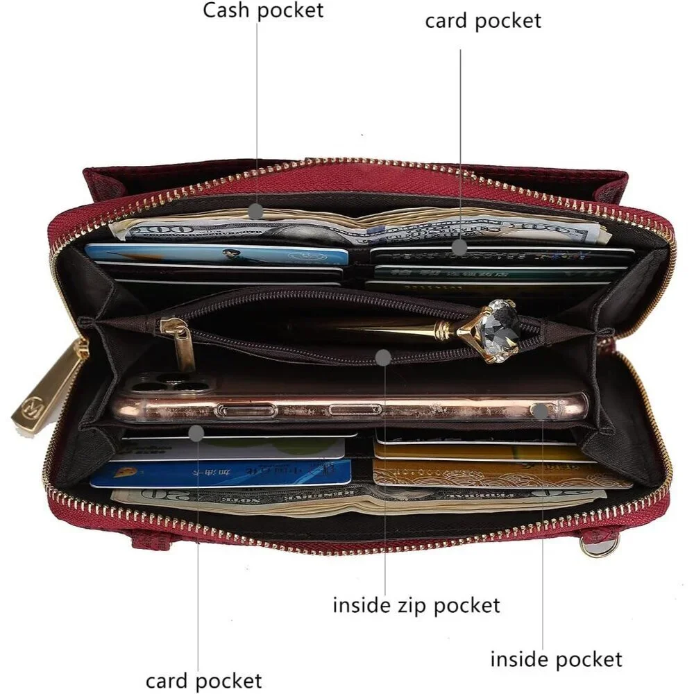 Women's Vegan Leather Crossbody Phone Bag Wallet Purse Handbag